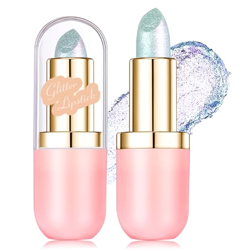 Blue Holographic Glitter Lipstick - Long Lasting Metallic Shimmer