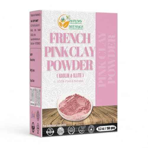 Herbs Botanica French Pink Clay/Rose Clay Powder Montmorillonite Kaolin Clay Powder Healing Clay for Face Mask Skin Care Detox, For Soap Making Clay French Skincare150 gms / 5.3 oz