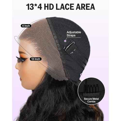 Megalook Ombre Lace Front Wigs Human Hair 13x4 HD Lace Front Wig Pre Plucked with Baby Hair 210 Density Highlight Body Wave Lace Front Wigs Prebleached Knots for Black Women 20 Inch 1B/30