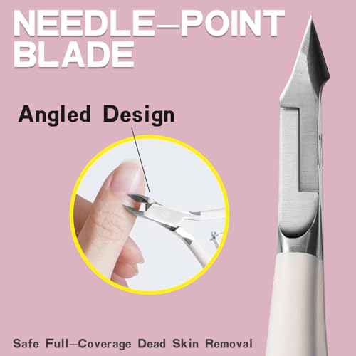 Kylara Cuticle Trimmer Set 3 in 1 - Cuticle Nipper,Pusher & Cutter,Professional Stainless Steel Manicure Pedicure Tools for Women,Gradient Pink Nail Care Kit for Home Salon & Nail Artists