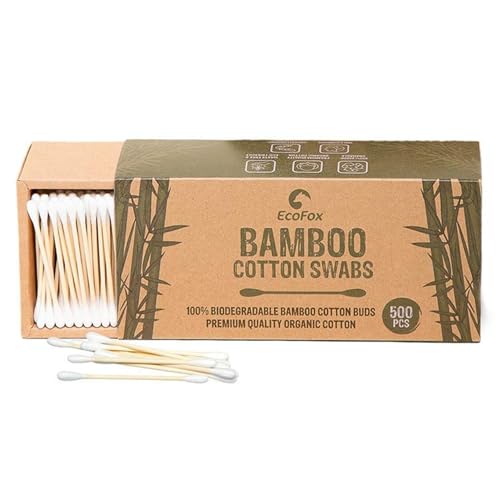 Bamboo Cotton Swabs 500 Count - Eco-Friendly & Pure Cotton