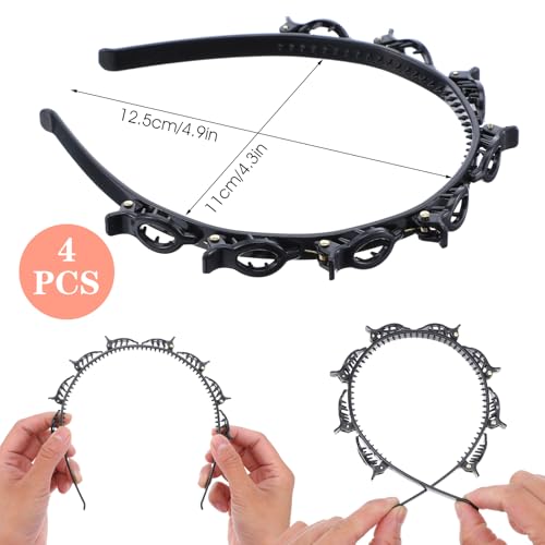 4-Piece Headband with Clips – Adjustable Hair Styling Tool