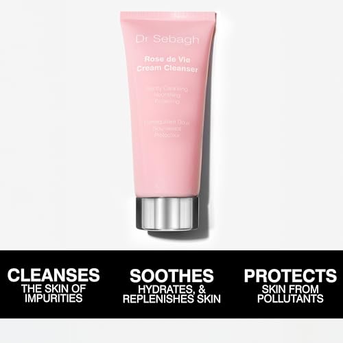 Dr Sebagh Rose de Vie Cream Cleanser (3.4 fl oz) - Gentle Facial Cleanser & Makeup Remover - Hydrating Skin Cleanser for Dry & Sensitive Types - Luxury Facial Cleansing Product