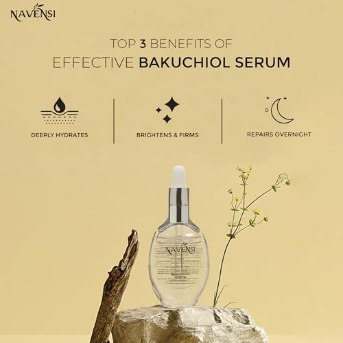 Bakuchiol Face Serum 50ml | Natural Retinol Alternative Bakuchiol Serum For Face With Hyaluronic Acid & Vitamin C | Hydrating, Firming & Anti Aging Serum for Wrinkles, Uneven Tone & Dull Skin