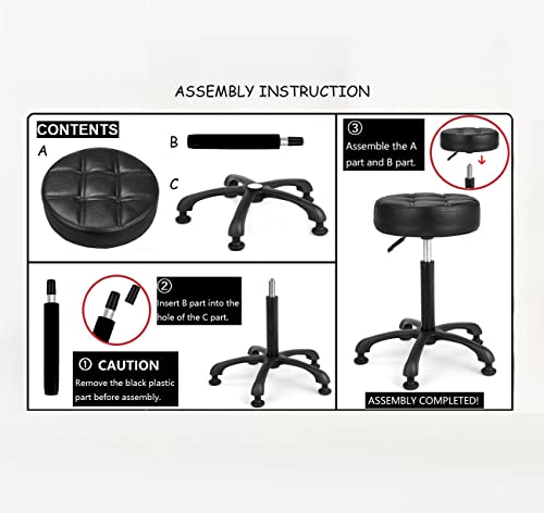 Heavy Duty Adjustable Salon Stool Chair with Bell Glides, 22-30 in