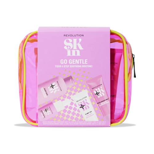 Revolution Skin, Go Gentle 4 Step Starter Kit, Skincare Set with Cleanser, Toner, Serum & Moisturizer, Vegan & Cruelty-Free, 4 Mini Products