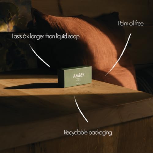 Laboratory Perfumes Amber Soap Bar | Infused with Amber Fragrance | Enriched with Shea Butter & Jojoba Oil | Palm Oil-Free, Plastic-Free & Skin-Kind (150g)