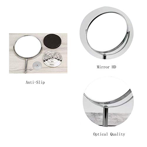 Tabletop Makeup Mirror, Two Sided 1X & 3X Magnifying Mirror, Magnified Vanity Mirror with 360 Degree Swivel for Bathroom or Bedroom, Chrome Finish, Silver (Pack of 3)