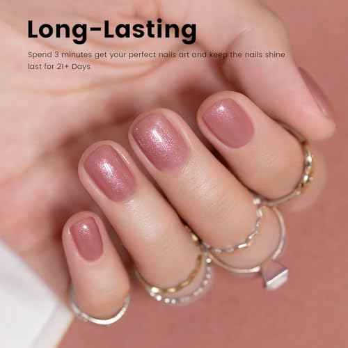 RARJSM Nude Dirty Pink Gel Nail Polish with Silver Pearl Glitter Finish Sheer Jelly Shimmer Gel Polish 15ml UV LED Soak Off Transparent Soft Color Home Salon French Manicure Varnish Curing Requires