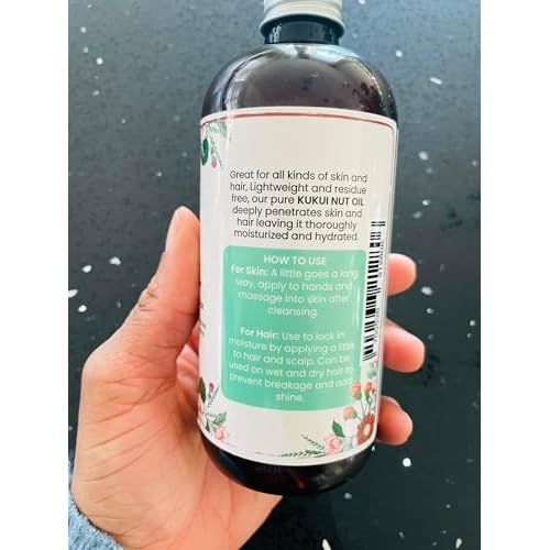 Pure Kukui Nut oil- Cold Pressed, use for lotions, soaps, serums, body butters and more. Great for skin and hair care-12 oz (12 oz)