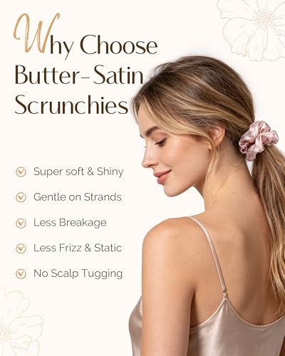 YANIBEST 6 Pcs Satin Hair Scrunchies for Women & Girls - Soft, Gentle Elastic Hair Ties
