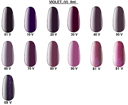 Kodi Professional VIOLET series Gel Nail Polish Color 8ml. Basic Collection (0.27 fl oz) Gel LED/UV Nail Coat Soak Off Original (10 V, 8ml. (mulberry)), 1