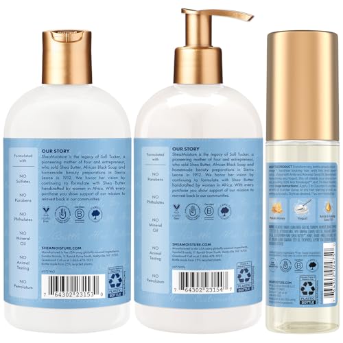 SheaMoisture Shampoo & Conditioner, Manuka Honey & Yogurt Hydrate & Repair + Strengthen & Protect Lightweight Hair Oil for Dry, Damaged Hair