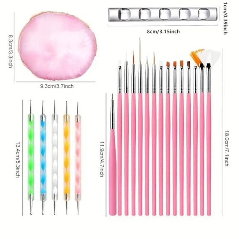 22-Piece Nail Art Tool Set with Resin Palette & Brushes