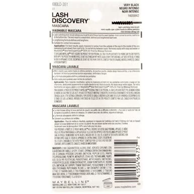 Maybelline New York Lash Discovery Washable Mascara, Very Black, 0.16 Fluid Ounce