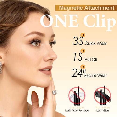 Magnetic Eyelashes Without Eyeliner, No Glue Magnetic Lashes with Applicator, Reusable Natural Look Lashes, Lightweight & Comfortable, Easy to Apply and Remove-3