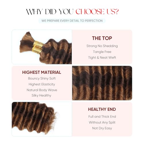 Human Braiding Hair 18 Inch 100g Deep Wave Ombre Bundles for Knotless & Boho Braid Styles