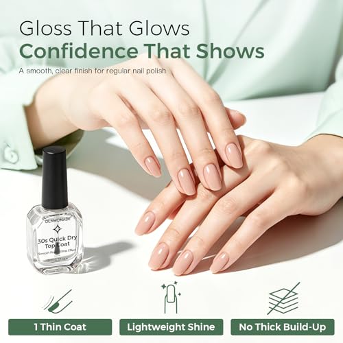 Glamonade Quick Dry Top Coat Nail Polish - Long Lasting No Chip Shine