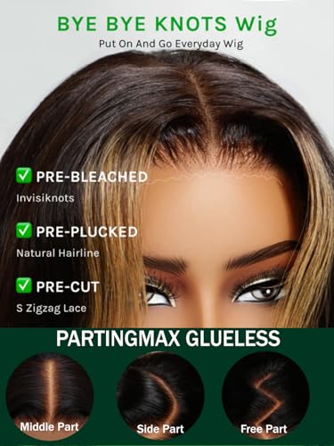KLAIYI Glueless Ombre Blonde Loose Wave Wig 24" - Curtain Bang