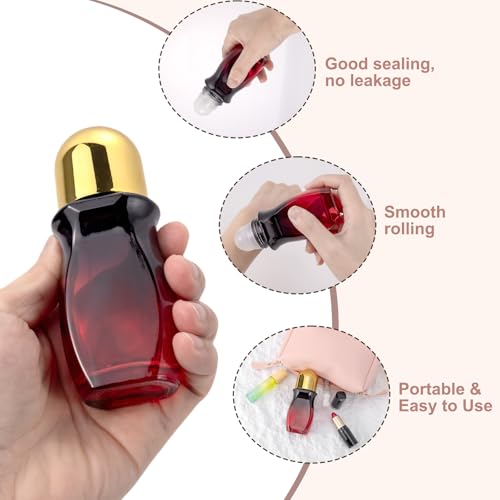 Kesell 50ml Glass Roller Bottles, Set of 2, Gold Lid