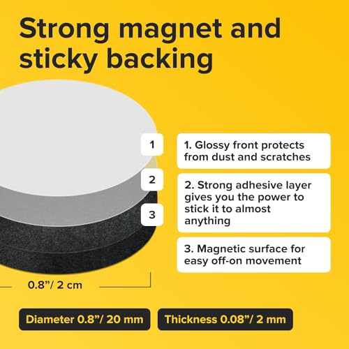X-bet MAGNET 0.8x0.08 Inch Round Sticky Magnetic Dots - 120 pcs