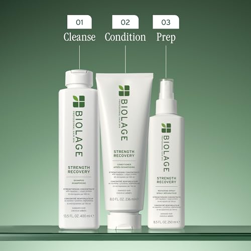 Biolage Strength Recovery Repairing Spray - Leave-In Treatment, Strengthens & Repairs Damaged Hair, Heat Protectant, Detangling Leave-In Treatment, With Olive Squalane & Vegan Proteins