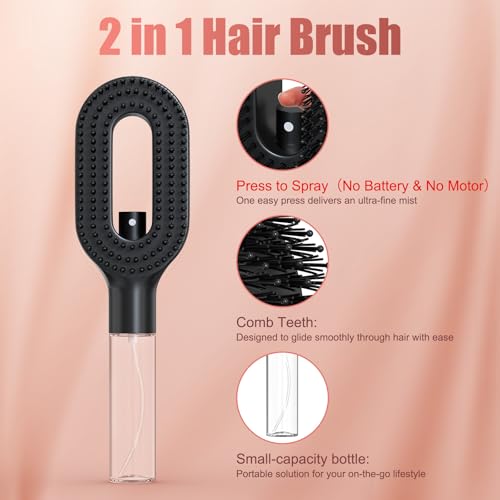 Misting Hair Brush with Water Spray – 2-in-1 Detangling Brush