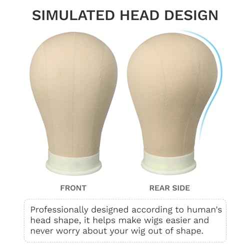AliLeader Canvas Block Mannequin Wig Display Styling Head with Mount Hole (Light Brown, 21")