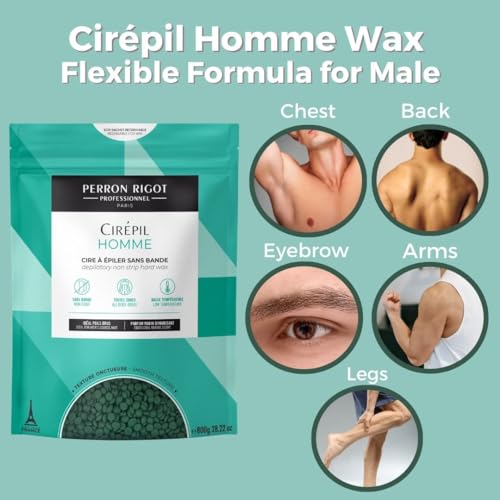 Cirepil - Homme - 800g / 28.22 oz Hard Wax Beads Bag - Strong Grip for Men¡¯s Coarse Hair - Effective Manscaping for Back, Chest & Shoulders - Fresh Marine Scent - Low Temp Refill Bag