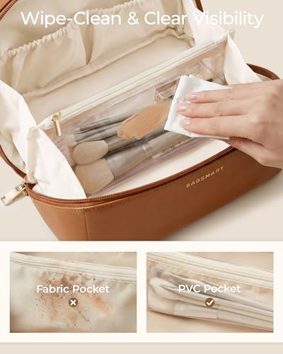 BAGSMART Medium Sky Blue Makeup & Toiletry Bag Travel Organizer