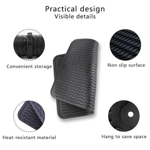 1PCS Heat Resistant Silicone Mat, 15.75x11.81 Inches Large Silicone Heat Resistant Mat, Professional Salon Mats for Hair Stylist for Curling Iron &hair Strainghtener and Styling Tool Appliances(Black)