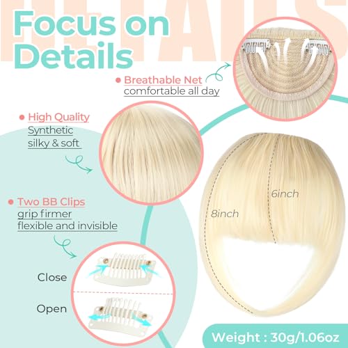 Bleach Blonde French Bangs Clip-in Hair Extensions for Women