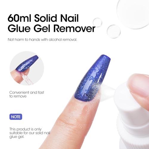 Gellen Solid Nail Glue & Remover Set - 60ml for False Nails & Tips - B Variant