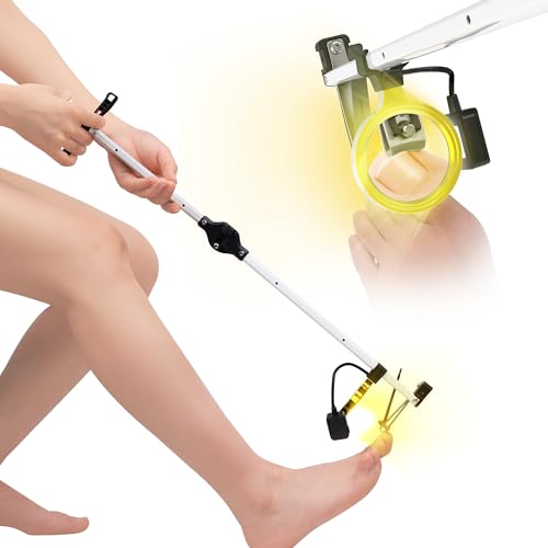 [Updated] 24" Foldable Long Handle Toenail Clippers for Seniors & Thick Nails, LED Light & Magnifier, 4mm Wide Jaw, USB-C Rechargeable, Ambidextrous Grip for Overweight, Arthritis & Post-Surgery