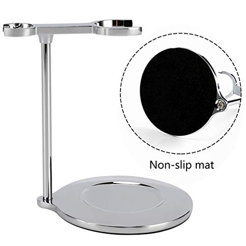 PerPro Deluxe Shaving Razor & Brush Stand with Double Layer Stainless Steel Soap Bowl Set,Compatible with Cartridge Razor,Gillette Razor,Safety Razor,Badger Shaving Brush,Gifts for Him