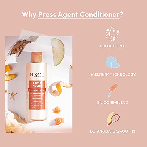 Mizani Press Agent Sulfate-Free Shampoo and Conditioner Set - Detangles and Moisturizes Hair For Heat, 8.5 Fl Oz (Pack of 2)