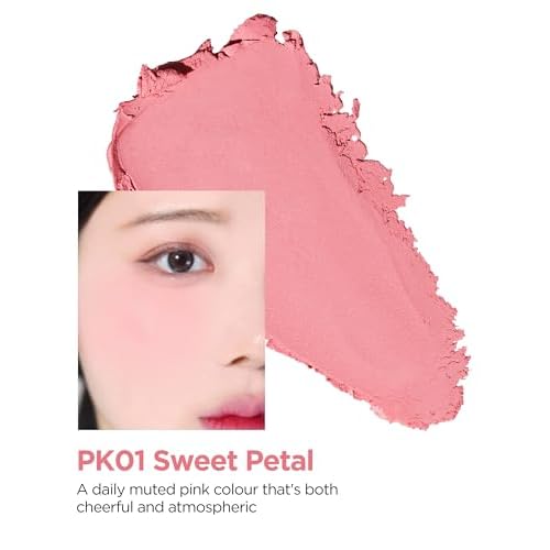 THESAEM Jelly Blusher - PK01 Sweet Petal Daily Muted Pink - Korean Watercolor Blush Cushion Velvet Finish - Long-Lasting Vibrant Cheek Color with Smooth Blending Formula, 0.21oz