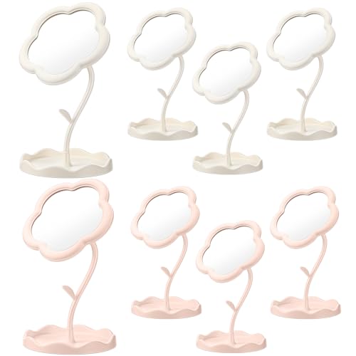 8 Pcs Flower Shaped Mirror Spa Party Makeup Mirror Sleepover Party Favor for Spa Sleepover Slumber Birthday