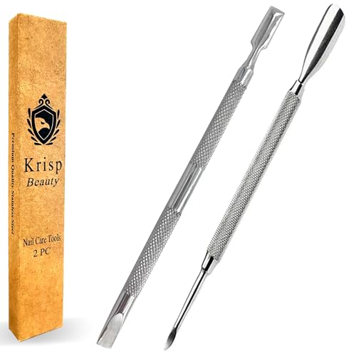 Stainless Steel Cuticle Pusher & Nail Cleaner Tool Set - Dual Sided (2 Pack)