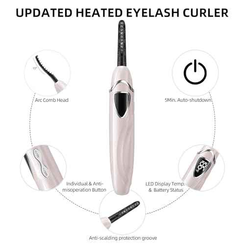 Heated Eyelash Curler, S600 Heated Lash Curler, Accurate Temperature Control Electric Eyelash Curler Heated - Intelligent Power Off, Natural Long Lasting Makeup - Primrose Pink/Silver