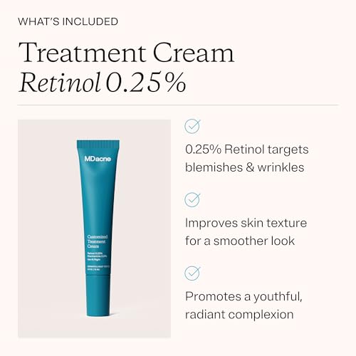 MDacne 3 Step Retinol Acne Kit - Retinol Cream 0.25%, Salicylic Acid Cleanser, Niacinamide Moisturizer - Plant-Based kit for Hormonal Acne, Blemishes, Wrinkles, 60 Day Acne Kit