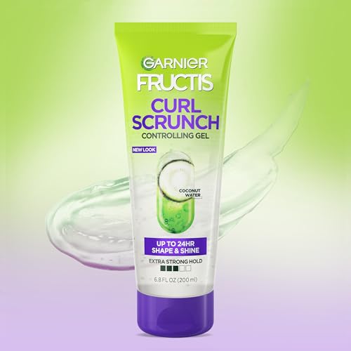 Garnier Fructis Style Curl Scrunch Controlling Gel for Shape & Shine, 6.8 Fl Oz, 3 Count (Packaging May Vary)