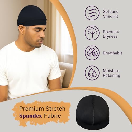 Durala Adjustable Wave Cap for Men - Premium Elastic Stocking Cap 360°