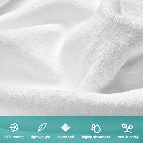 Buryeah 50 Pieces Cotton Washcloths 100% Ring Spun Cotton Wash Cloths Bulk Absorbent and Soft Feel White Towels for Bathroom, Spa, Gym and Face Cleaning (12 x 12 Inches)
