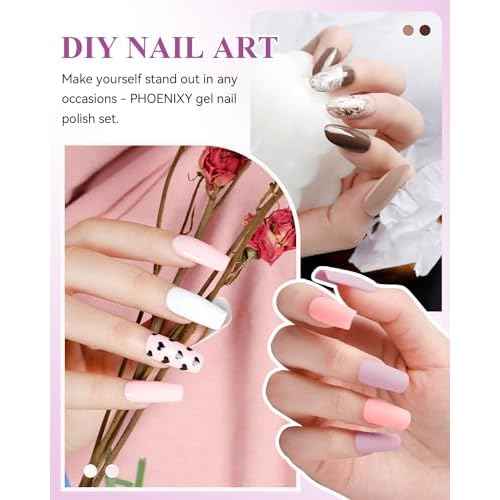 phoenixy 61 PCS Gel Nail Polish Kit with U V Light, 40 Basic Colors Collection Gel Nail Polish Set with 48W Nail Lamp Manicure Starter Gel Nail Kit Base Top Coat Christmas Gifts for Women