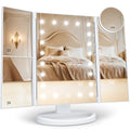 HUONUL Trifold Vanity Mirror with Lights, 2X/3X/10X Magnification