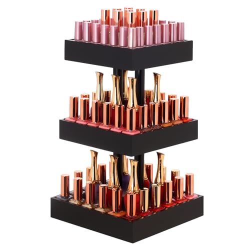 Homde Nail Polish Organizer for 86-123 Bottles, 360 Rotating Nail Polish Rack Holder, Display Storage Shelf for Fingernail Stand and Essential Oil, Gifts for Women Girls- Bamboo,Black