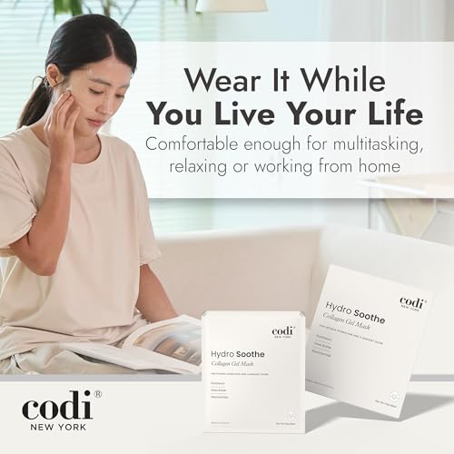 Collagen Gel Mask, Non-Slip Breathable Micro-hole Hydrogel for Redness Relief & Glass Skin, Intense Hydration, Soothing, Moisturizing, 4 Sheets (Hydro Soothe)