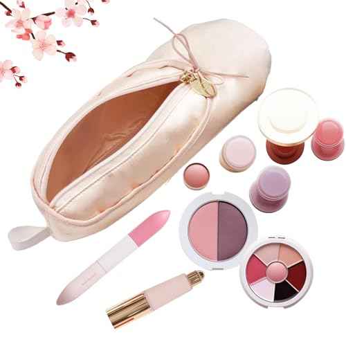 Ballet Shoe Makeup Bag, Small Cosmetic Bag for Trip Portable Cosmetic Travel Bag, Ballet Dance Shoe Makeup Bag Gifts for Women Girl Dancer Lover (Pale Pink)