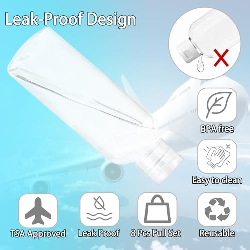 Travel Bottles Set TSA Approved Leak-Proof Reusable Cosmetic Containers